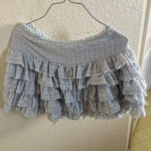American Eagle Outfitters Lace Ruffle Skirt - Light Blue
